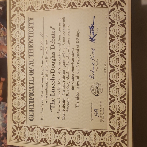 THE LINCOLN- DOUGLAS DEBATES COLLECTOR PLATE - Picture 3 of 6